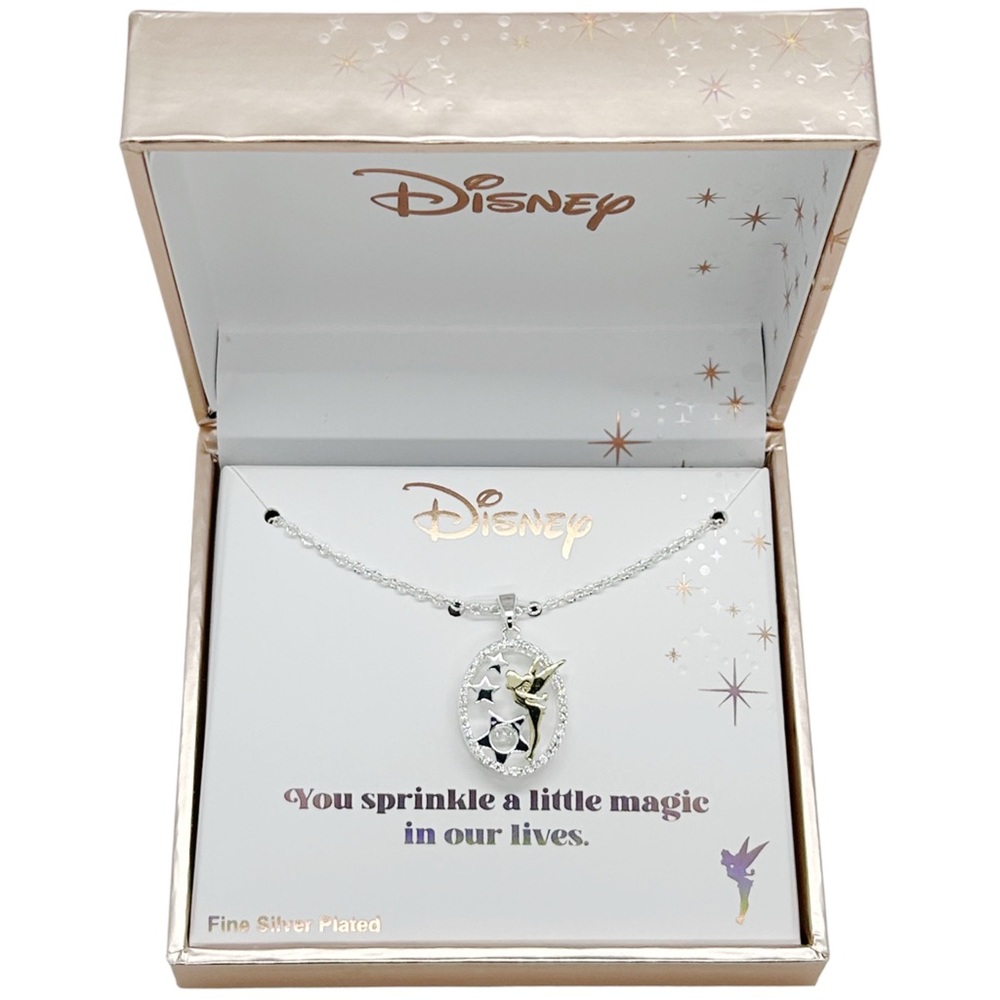 Disney Classics Dancing Tinker Bell Cubic Zirconia Pendant Necklace - Picture 3 of 6